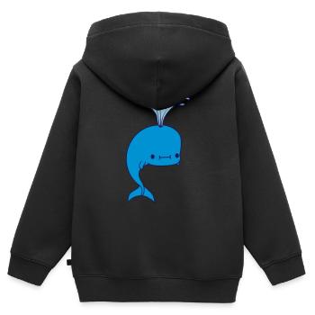 Wasser spritzender Wal - Kinder Premium Organic Zip Hoodie - Schwarz - Hinten - AI Model Kid Male (0cm)