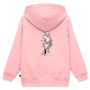 Kitsune Maske - Kinder Premium Organic Zip Hoodie - Rosa - Hinten - AI Model Kid Female (0cm)