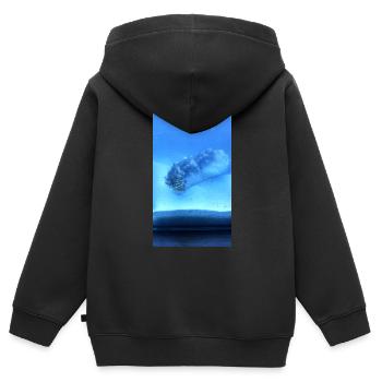 Rouleau de lac - Sweat Premium à capuche zippé enfant bio - noir - Dos - AI Model Kid Male (0cm)
