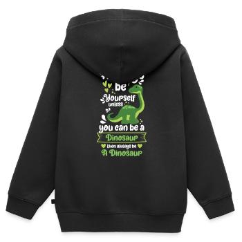 Stegosaurus Rex Raptor préhistorique - Sweat Premium à capuche zippé enfant bio - noir - Dos - AI Model Kid Male (0cm)