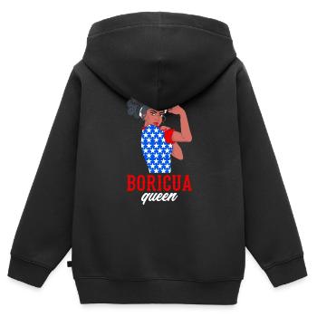 Boricua Queen Puerto Rico Puerto Rican Puerto - Kids Premium Organic Zip-up Hoodie - black - Back - AI Model Kid Male (0cm)