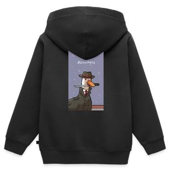 Meme Duck - Sweat Premium à capuche zippé enfant bio - noir - Dos - AI Model Kid Male (0cm)