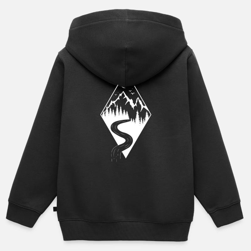 Paysages de forme géométrique - Sweat Premium à capuche zippé enfant bio - noir
