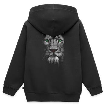 Lyon Face - Sweat Premium à capuche zippé enfant bio - noir - Dos - AI Model Kid Male (0cm)