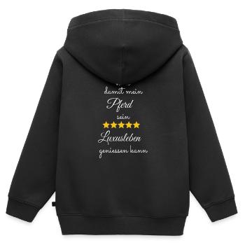 Pferd Luxusleben - Kinder Premium Organic Zip Hoodie - Schwarz - Hinten - AI Model Kid Male (0cm)