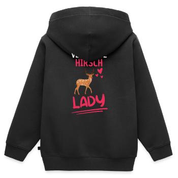 Rotwild Lady Wald Tier Frauen Geschenk Hirsch - Kinder Premium Organic Zip Hoodie - Schwarz - Hinten - AI Model Kid Male (0cm)