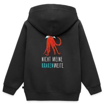 Lustige Krake mit Wortspiel - Kinder Premium Organic Zip Hoodie - Schwarz - Hinten - AI Model Kid Male (0cm)