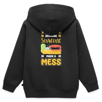 Handwerker Besen und Eimer Reinigungskraft - Kinder Premium Organic Zip Hoodie - Schwarz - Hinten - AI Model Kid Male (0cm)