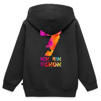 ICH BIN SCHON 7 EINHORN 7. GEBURTSTAG - Kinder Premium Organic Zip Hoodie - Schwarz - Hinten - AI Model Kid Male (0cm)