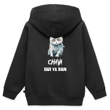 Chava - Sweat Premium à capuche zippé enfant bio - noir - Dos - AI Model Kid Male (0cm)