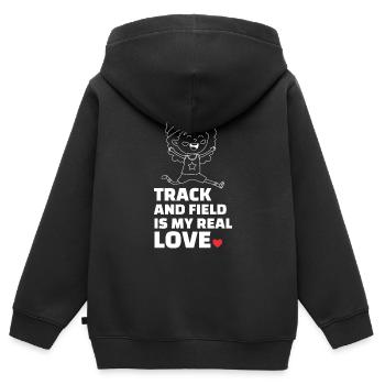 J’adore l’athlétisme - Sweat Premium à capuche zippé enfant bio - noir - Dos - AI Model Kid Male (0cm)