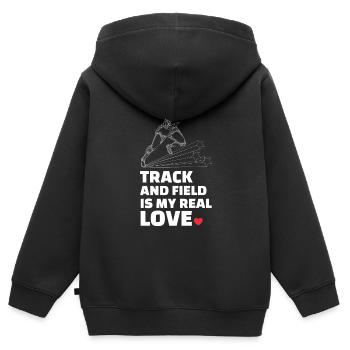J’adore l’athlétisme - Sweat Premium à capuche zippé enfant bio - noir - Dos - AI Model Kid Male (0cm)