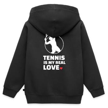 Ich Liebe Tennis - Kinder Premium Organic Zip Hoodie - Schwarz - Hinten - AI Model Kid Male (0cm)