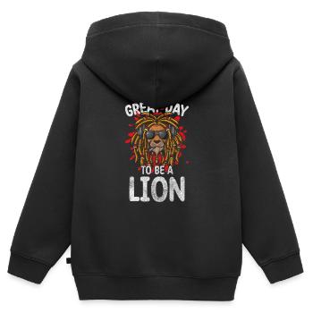 König Rudel Stolz - Kinder Premium Organic Zip Hoodie - Schwarz - Hinten - AI Model Kid Male (0cm)