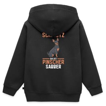 Hund Pinscher - Kinder Premium Organic Zip Hoodie - Schwarz - Hinten - AI Model Kid Male (0cm)