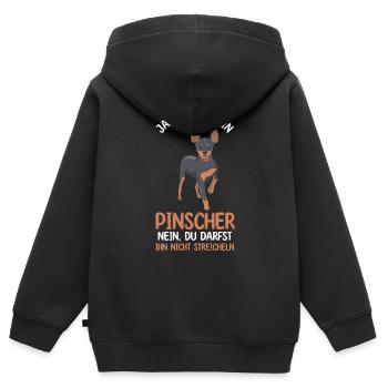 Hund Pinscher - Kinder Premium Organic Zip Hoodie - Schwarz - Hinten - AI Model Kid Male (0cm)