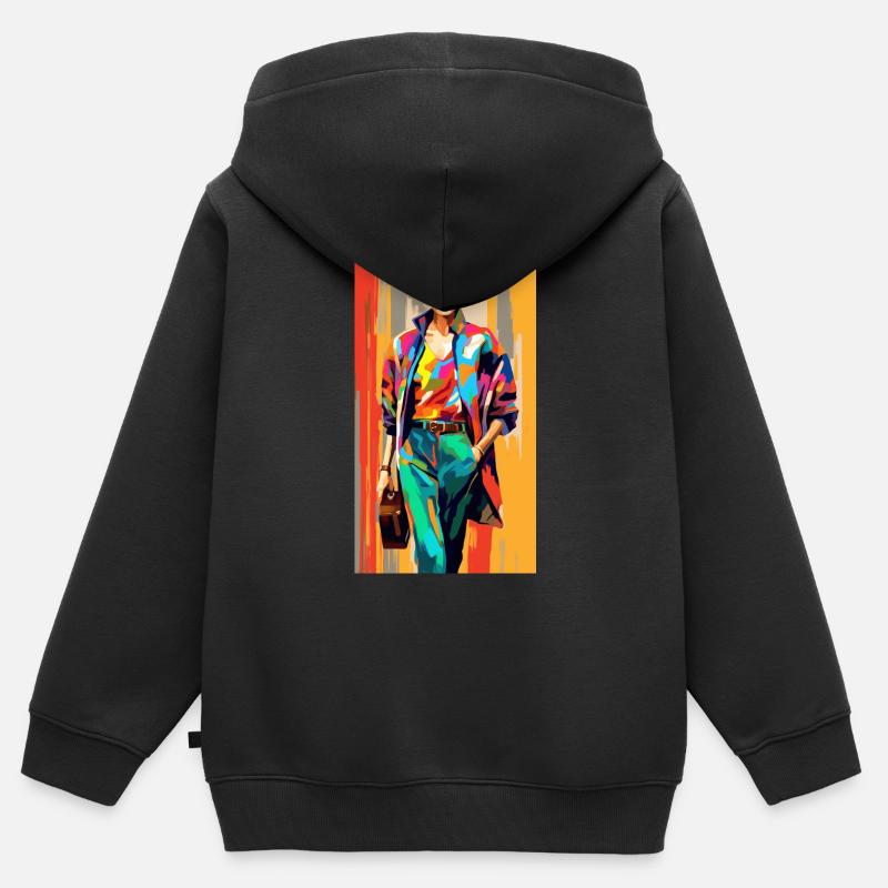Femme d’affaires Pop Art moderne - Sweat Premium à capuche zippé enfant bio - noir