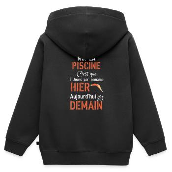 En vrai moi la piscine hier aujourd hui demain - Sweat Premium à capuche zippé enfant bio - noir - Dos - AI Model Kid Male (0cm)