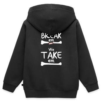 You Break Em We Take Em - Kinder Premium Organic Zip Hoodie - Schwarz - Hinten - AI Model Kid Male (0cm)