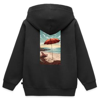 Strand - Kinder Premium Organic Zip Hoodie - Schwarz - Hinten - AI Model Kid Male (0cm)