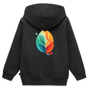 Feuille de vie - Sweat Premium à capuche zippé enfant bio - noir - Dos - AI Model Kid Male (0cm)