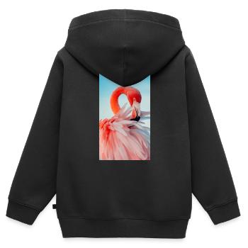 Flamingo Collection - Sweat Premium à capuche zippé enfant bio - noir - Dos - AI Model Kid Male (0cm)