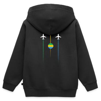Gabun Fluggesellschaften - Kinder Premium Organic Zip Hoodie - Schwarz - Hinten - AI Model Kid Male (0cm)