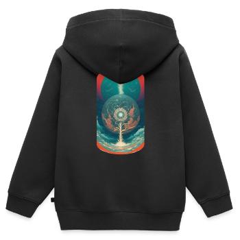 Sphère - Sweat Premium à capuche zippé enfant bio - noir - Dos - AI Model Kid Male (0cm)