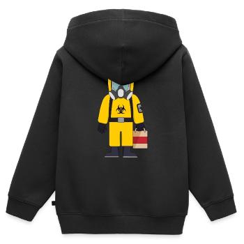 Biohazad Anzug mit Tasche - Kinder Premium Organic Zip Hoodie - Schwarz - Hinten - AI Model Kid Male (0cm)