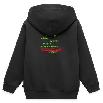 Lustiger Spruch übers Arbeiten. - Kinder Premium Organic Zip Hoodie - Schwarz - Hinten - AI Model Kid Male (0cm)
