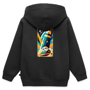 Navette spatiale - Sweat Premium à capuche zippé enfant bio - noir - Dos - AI Model Kid Male (0cm)