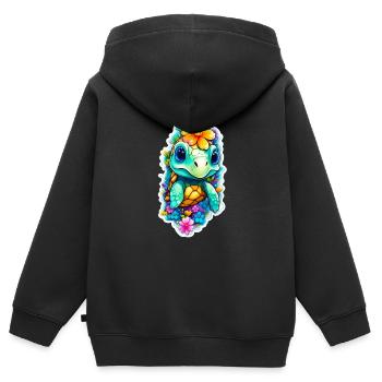 Süße kleine Kinder Schildkröte - Kinder Premium Organic Zip Hoodie - Schwarz - Hinten - AI Model Kid Male (0cm)