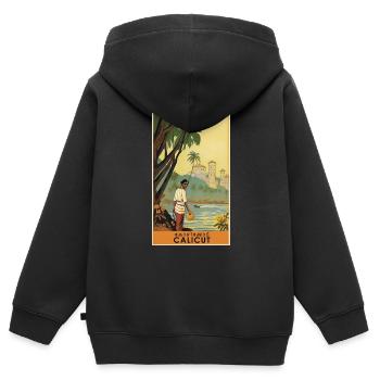Affiche vintage classique de Calicut - Sweat Premium à capuche zippé enfant bio - noir - Dos - AI Model Kid Male (0cm)