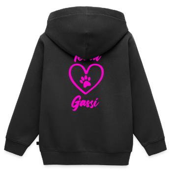 team gassi pfote liebe - Kinder Premium Organic Zip Hoodie - Schwarz - Hinten - AI Model Kid Male (0cm)