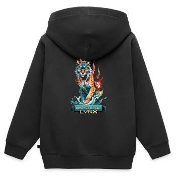 Mystischer Luchs: Wächter des Wassers und des Feuers - Kinder Premium Organic Zip Hoodie - Schwarz - Hinten - AI Model Kid Male (0cm)