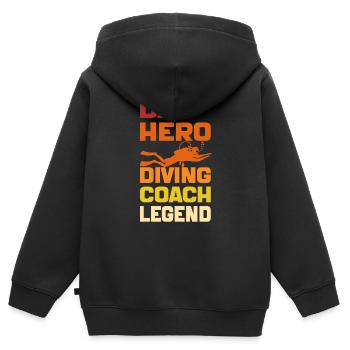 Dad Hero Diving Coach Legend Funny Diving Dad 2024 - Sweat Premium à capuche zippé enfant bio - noir - Dos - AI Model Kid Male (0cm)