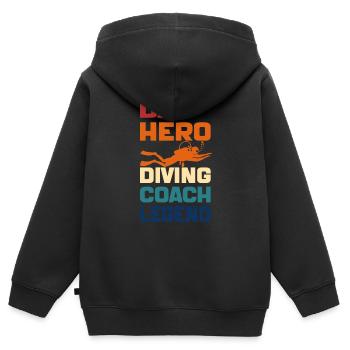 Dad Hero Diving Coach Legend Funny Diving Dad 2024 - Sweat Premium à capuche zippé enfant bio - noir - Dos - AI Model Kid Male (0cm)