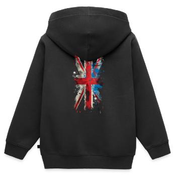 Grunge Union Jack - Sweat Premium à capuche zippé enfant bio - noir - Dos - AI Model Kid Male (0cm)