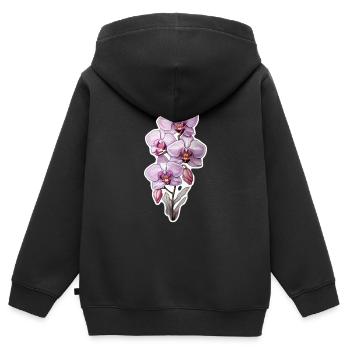 Orchidée - Sweat Premium à capuche zippé enfant bio - noir - Dos - AI Model Kid Male (0cm)