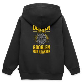 Denken Ist Wie Googlen Nur Krasser Gehirn Schüler - Kinder Premium Organic Zip Hoodie - Schwarz - Hinten - AI Model Kid Male (0cm)