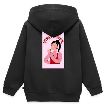 Frauenpower - Kinder Premium Organic Zip Hoodie - Schwarz - Hinten - AI Model Kid Male (0cm)