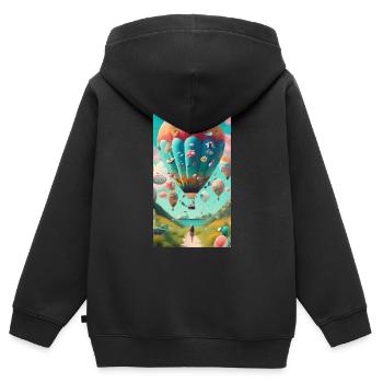 Ballon-Ballon - Kinder Premium Organic Zip Hoodie - Schwarz - Hinten - AI Model Kid Male (0cm)