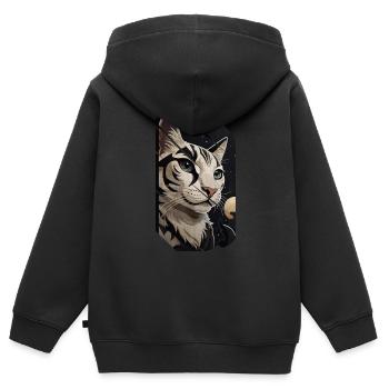 Amuri-Katze - Kinder Premium Organic Zip Hoodie - Schwarz - Hinten - AI Model Kid Male (0cm)