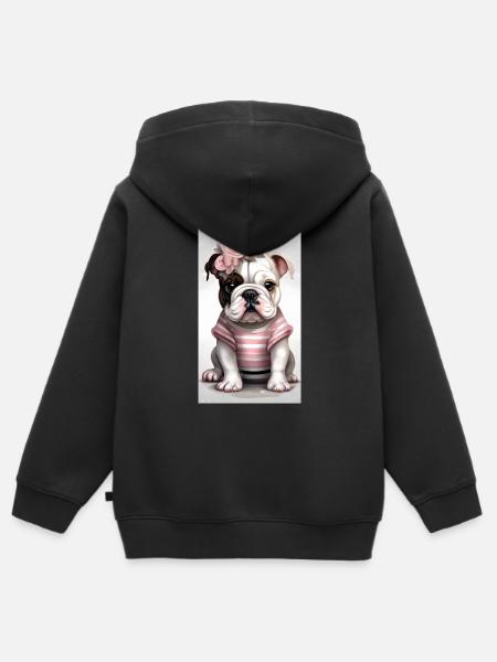 Bulldogge - Kinder Premium Organic Zip Hoodie - Schwarz