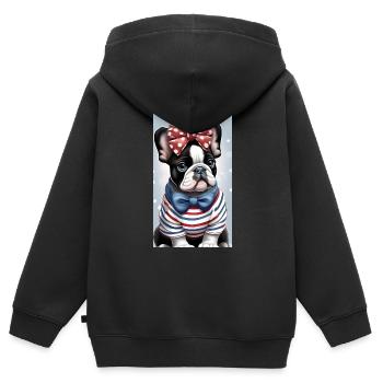 Bulldogge - Kinder Premium Organic Zip Hoodie - Schwarz - Hinten - AI Model Kid Male (0cm)