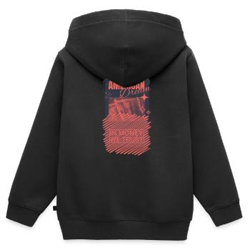 American Dream In Money We Trust Streetwaer - Kinder Premium Organic Zip Hoodie - Schwarz - Hinten - AI Model Kid Male (0cm)