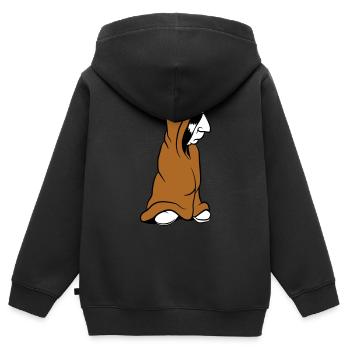 Indien ennuyé dans une couverture d’emballage drôle - Sweat Premium à capuche zippé enfant bio - noir - Dos - AI Model Kid Male (0cm)