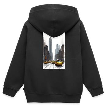New York - Kinder Premium Organic Zip Hoodie - Schwarz - Hinten - AI Model Kid Male (0cm)