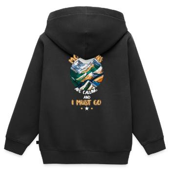 Die Berge rufen und ich muss gehen - Kinder Premium Organic Zip Hoodie - Schwarz - Hinten - AI Model Kid Male (0cm)