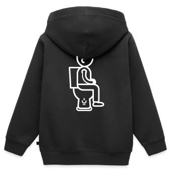 Toilette - Kinder Premium Organic Zip Hoodie - Schwarz - Hinten - AI Model Kid Male (0cm)